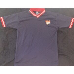Cooperstown Men's Baseball Jersey M Navy V-Neck Short Sleeve Logo #6